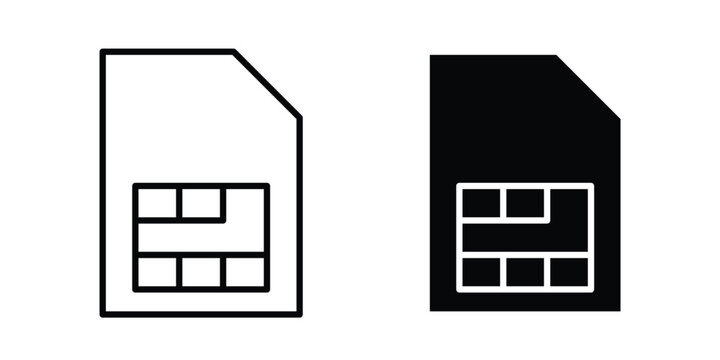 Sim card icon outline elements set
