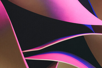 Wavy shapes illuminated by pink light, studio shot photo © Allusioni