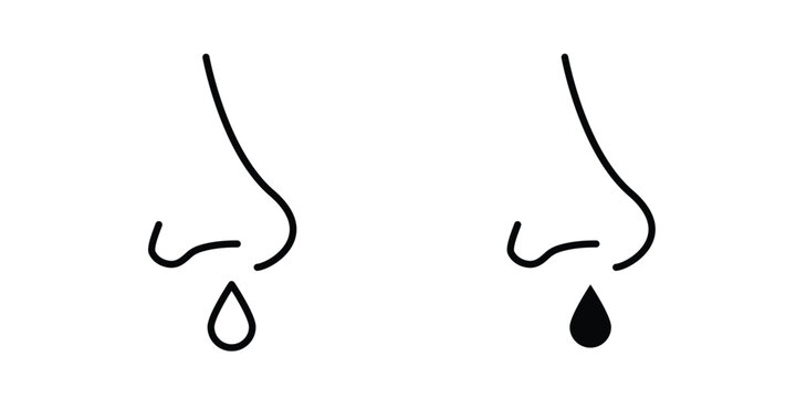 Stuffy nose icon outline elements set