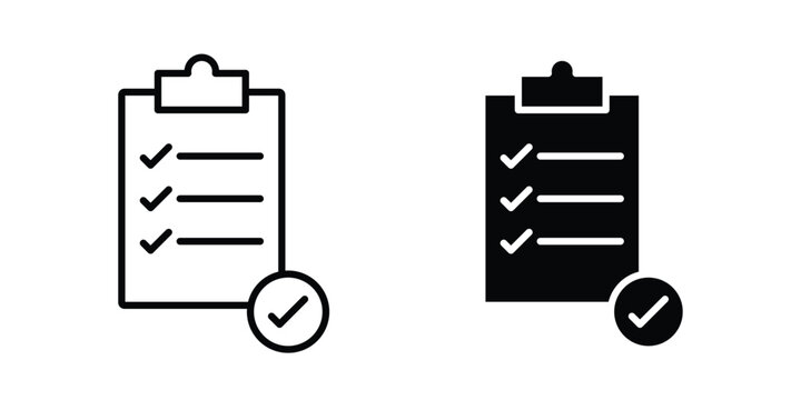Clipboard check icon outline elements set