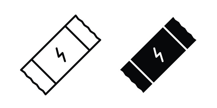 Energy bar icon outline elements set