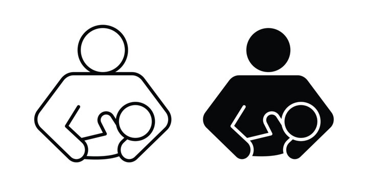 Breastfeeding icon outline elements set