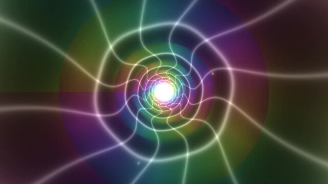 Colorful tunnel animation with light trails moving inward