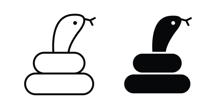 Snake icon outline elements set