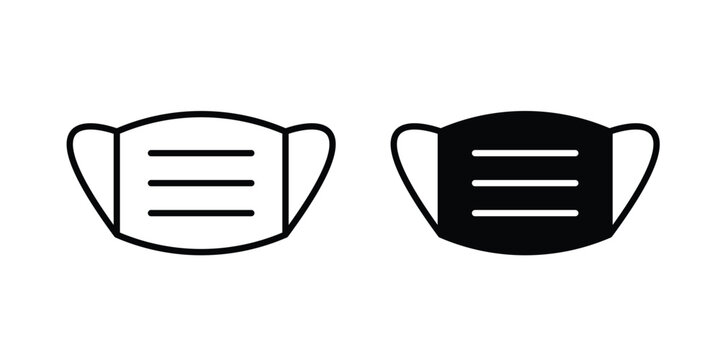 Face mask icon outline elements set