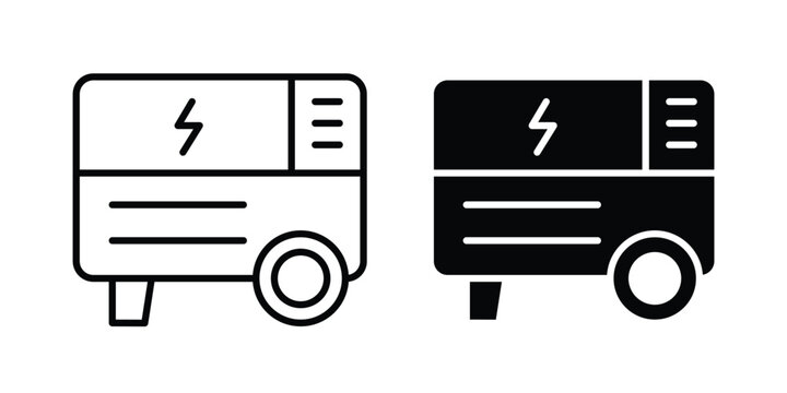 Electric generator icon outline elements set