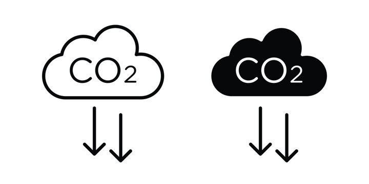 Low carbon dioxide icon outline elements set