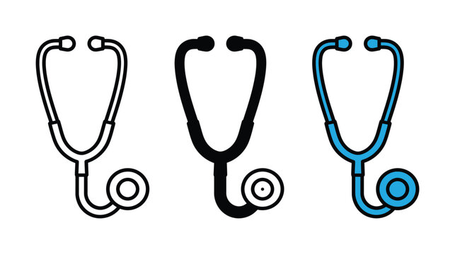 Stethoscope icon set diagnostic tools medical equipment design