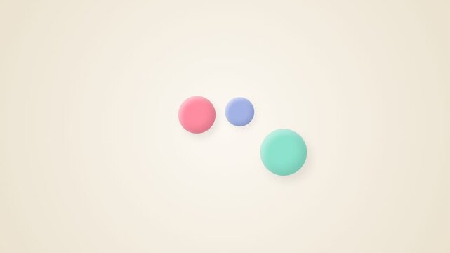 Minimalist composition with three colorful floating spheres on a light background