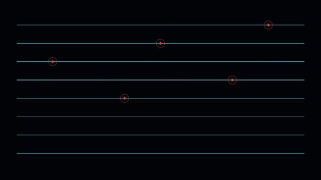 Minimalist abstract pattern of horizontal lines and glowing circular nodes