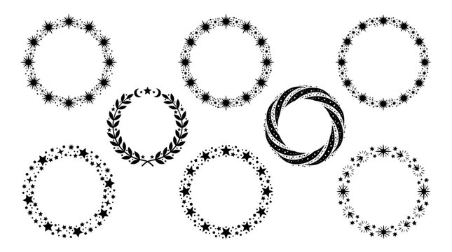 Celestial Star Wreath Circle Frame Silhouette Set