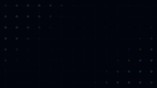Abstract digital pattern of glowing small squares arranged on dark background