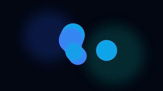 Abstract blue organic blob shape glowing against a deep dark black background