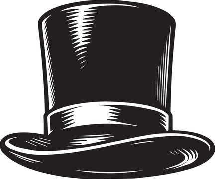 Black top hat with detailed stitching illustration Vector