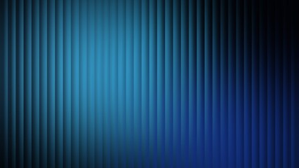Fototapeta premium Abstract blue background with vertical fluted glass texture, glowing linear ribbed stripes with vignette for modern backdrop design
