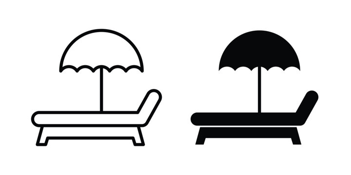 Beach chair with umbrella icon kit for branding