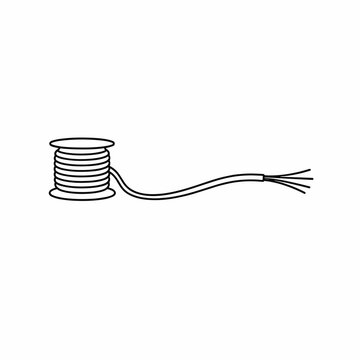 Black and white illustration of electrical wire spool.