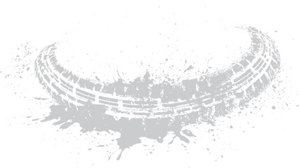 Black wheel tread marks with abstract dirt splatter Distressed tire print background with grunge texture © VECTOR HOUSE
