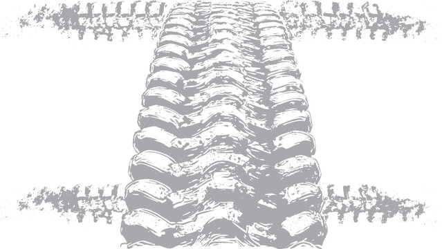 Off road tire track vector with mud splash effect Grunge vehicle tire marks with realistic tread pattern