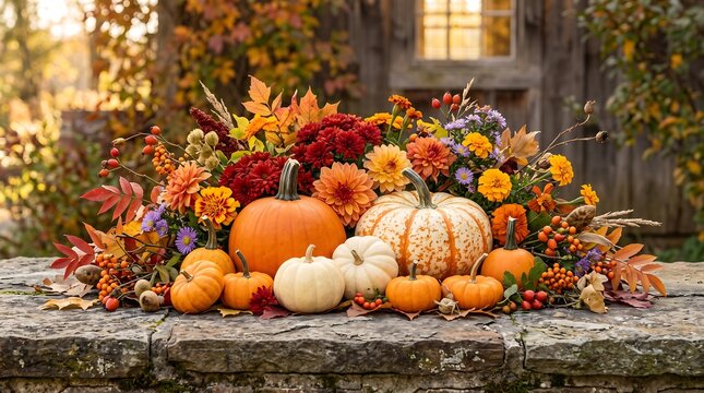 Autumn welcome sign with falling leaves and hello text. Seasonal greeting banner for fall festival and harvest celebration.