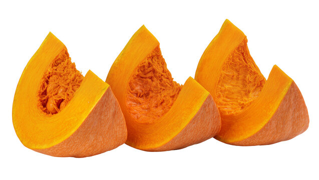 Orange pumpkin slices with seeds and pulp