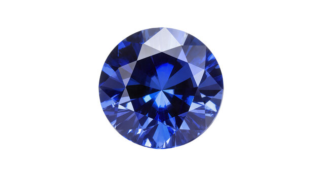 Round brilliant cut blue sapphire gemstone
