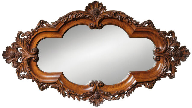 Ornate carved wood mirror with rococo style frame
