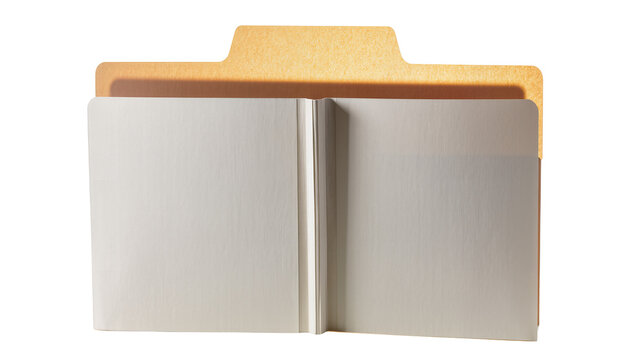 Open manila file folder with blank pages inside