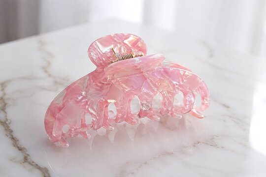 pink clips on marble 