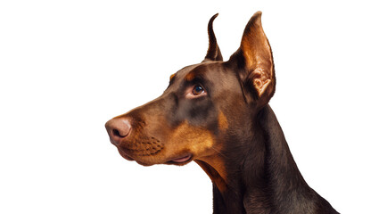 Doberman Pinscher dog head profile portrait brown and black fur © Laura