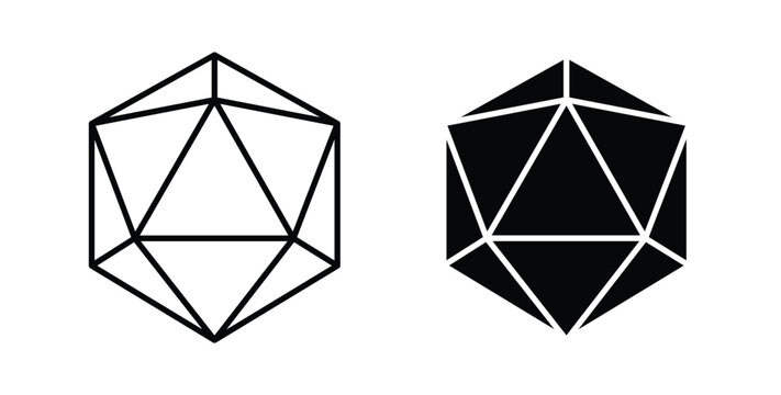 Dice d20 icon line art pictograms pack. EPS10