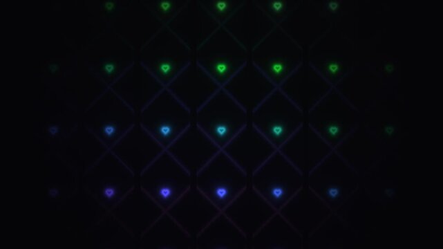 Colorful light patterns create shape on a dark background