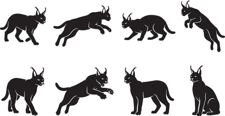 Obraz premium Black dog icons, dog silhouettes, canine vector graphics, pet illustrations isolated on Transparent Background
