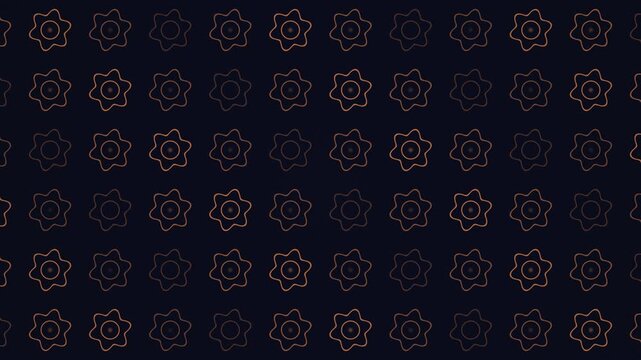 Geometric pattern of floral shapes on a dark background