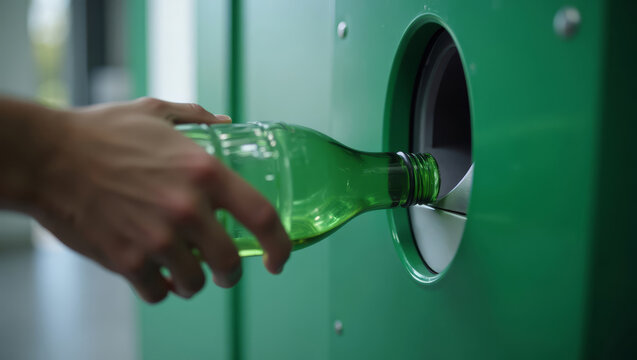 Recycling Bottle Deposit. Eco Responsibility Action. Plastic Return Machine.