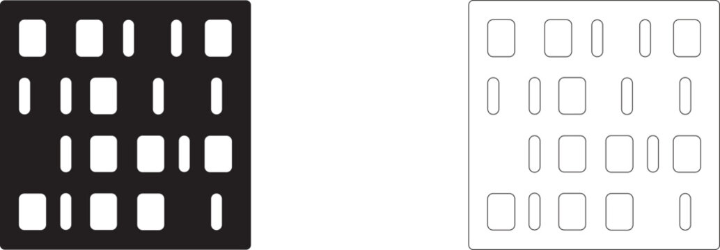 Computer code matrix vector icon filled and outline, binary array and information storage.