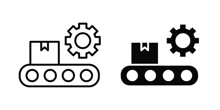 Production icon line art symbols collection