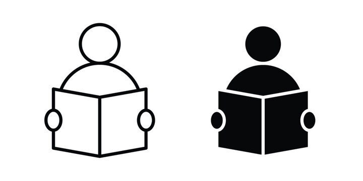 Reading book icon line art symbols collection