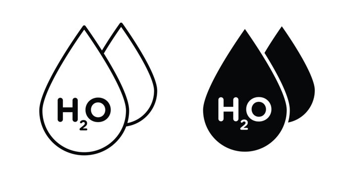 H2o icon line art symbols collection