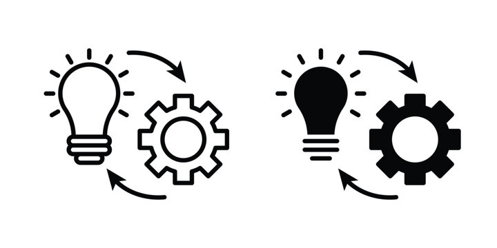 Implementation icon line art symbols collection