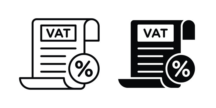 Value added tax VAT icon line art symbols collection
