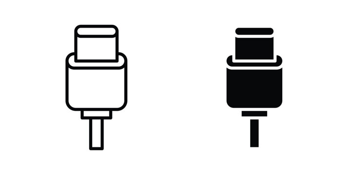 USB type c icon line art symbols collection