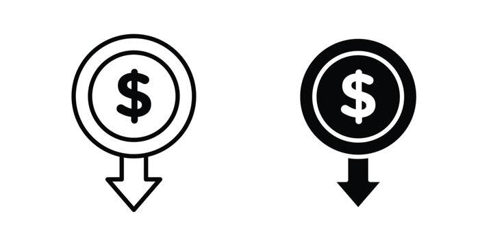 Cost reduction icon line art symbols collection