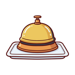 Fototapeta premium A golden service bell on a white tray ready for attention and assistance