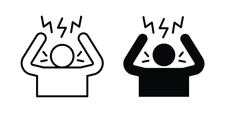 Irritated human icon line art symbols collection