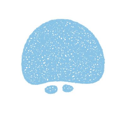Blue organic sketched shape with fluid form and irregular silhouette. Abstract crayon patch and soft shading create natural blob accent. Crayon texture adds minimal style for modern background or tren