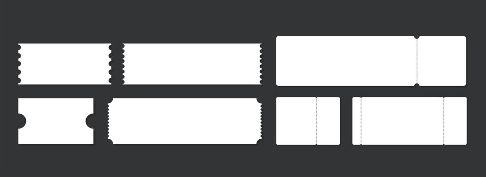 A collection of blank tickets with various shapes. vector illustration