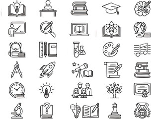 Fototapeta premium Education icons and learning symbols.