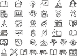 Fototapeta premium Education icons and learning symbols.
