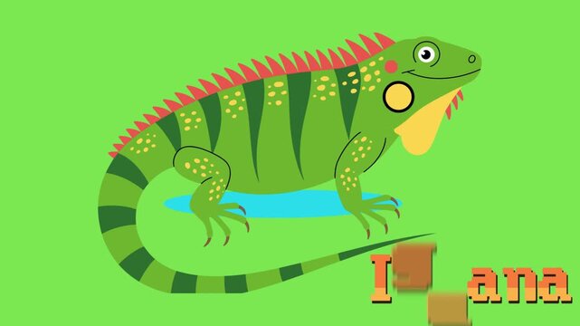Adorable Cartoon Green Iguana Illustration